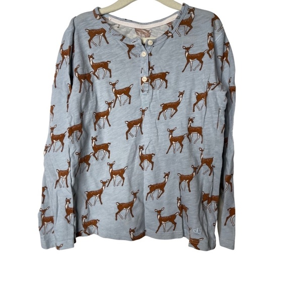 Paula Cahen D'Anvers Blue Dear print 100% cotton long sleeve unisex top sz 8 - Picture 1 of 5